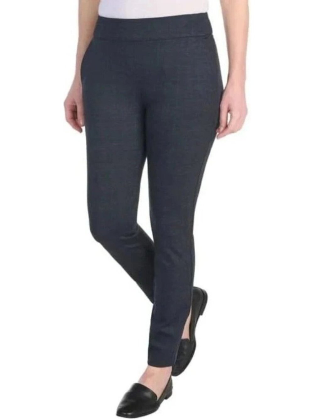 NWT Dalia Women's XL Navy Combo Plaid Pull-On Dress Pants  Tummy Control B1393